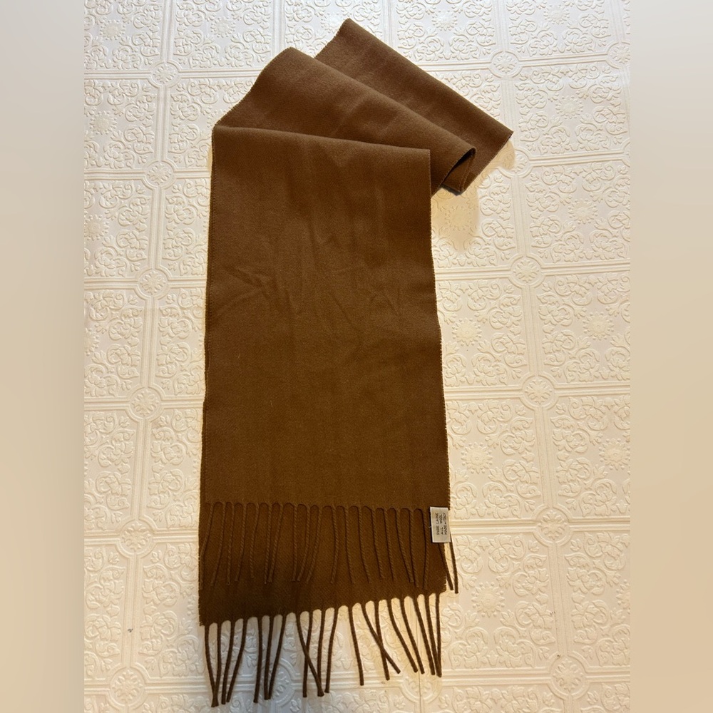 100% Laine Wool Made In Italy Camel Brown Scarf Unisex